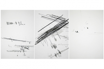 Composition from the series of pianosketches (2011) |	29,7 x 21 cm (x3) - framed | pencil on 224 g/m2 Canson paper