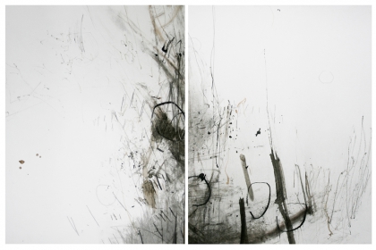 Rehearsel fragments #1 & #2 (2013) | 45,7 x 34,5 x 45,7 x 34,4 cm - framed | pencil - graphite - charcoal - ink - acrylic on 224 g/m2 Canson paper