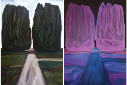 Jardin des plantes dyptich (with a dark side) (2019) | 35 x 26 cm each | oil painting on wood 